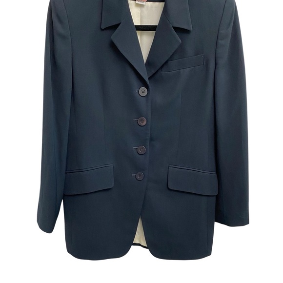 Vintage Dark Navy Wool Blazer By Jones New York Size 4 Petite - Picture 2 of 9